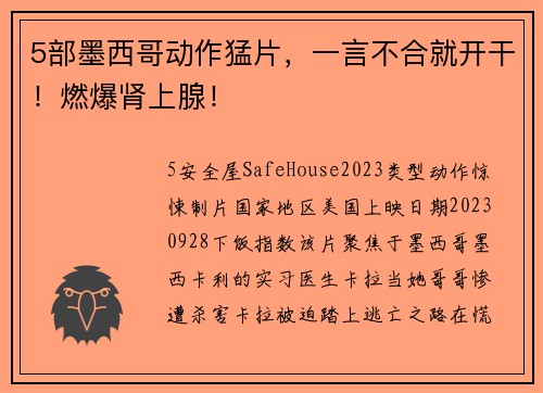 5部墨西哥动作猛片，一言不合就开干！燃爆肾上腺！